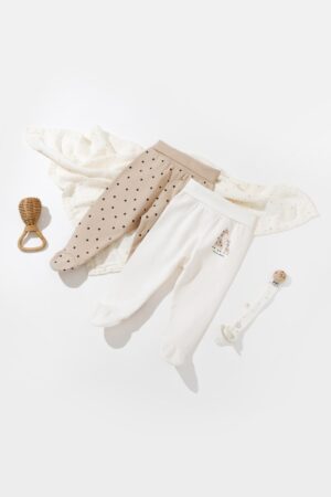 Set 2 pantaloni cu botoșei bebe unisex